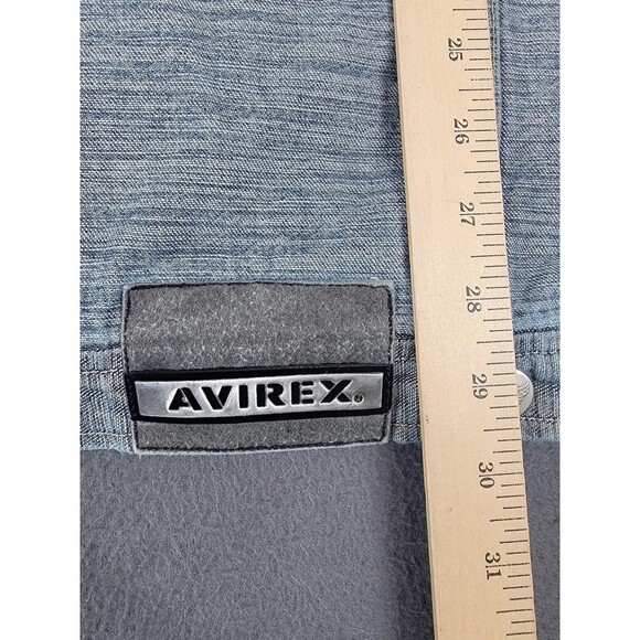 Avirex Denim Jacket Mens 2XL Blue Tribal Sleeve Graphic Button Up Distressed - Picture 14 of 15
